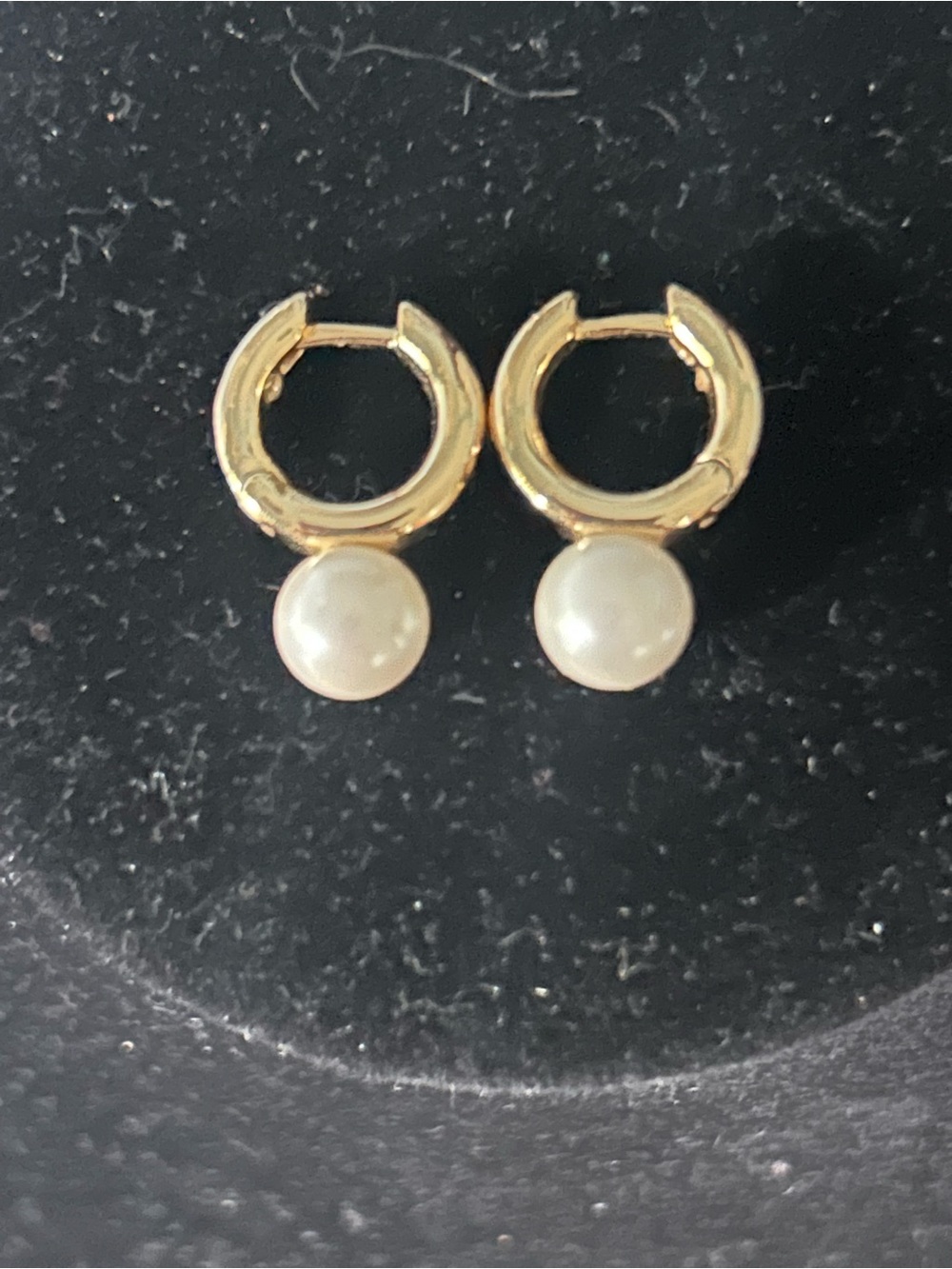 Talbots Gold Tone Pearl Huggies